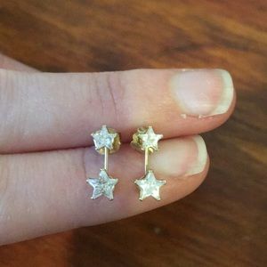 Gold stud drop earrings